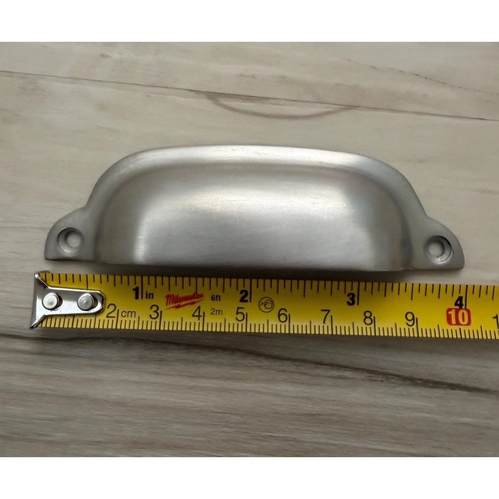 Pottery Barn Cup Pulls Brushed Nickel Satin Silver Cabinet Drawer 4 inches New 9 - Picture 3 of 4